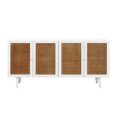 Potenza White Paint and Natural Rattan Finish Sideboard